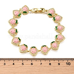 Bracelets à maillons en laiton avec zircone cubique de micro pave&nbsp;BJEW-K278-02G-01