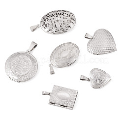 6 Stück 6 Stile Medaillon-Anhänger aus 316 Edelstahl&nbsp;STAS-TA0003-24