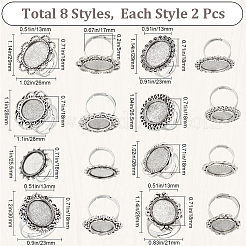 16 Stück 8 Stil verstellbare Legierung Fingerringe Komponenten&nbsp;FIND-SC0008-66