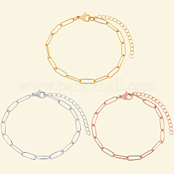 15 Stück 3 Farben 304 Edelstahl Büroklammer Kette Armbänder&nbsp;BJEW-BBC0001-20