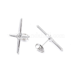 Anlaufgeschützte Ohrstecker-Beschläge aus 304er Edelstahl mit Kreuz&nbsp;EJEW-I285-42P
