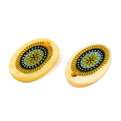 Ciondolo ovale stampato a doppia faccia in conchiglia d'acqua dolce naturale&nbsp;SHEL-T020-05D