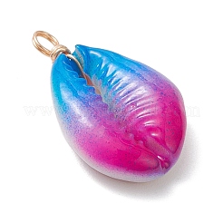 Pendentifs en coquillage cauri naturel peints à la bombe bleu ciel profond&nbsp;PALLOY-JF04260-02