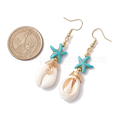 Orecchini pendenti in ottone con stelle marine&nbsp;EJEW-JE06141-01