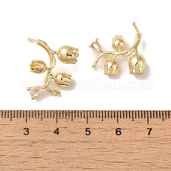 Latón con fornituras de aretes de circonita cúbica transparente&nbsp;KK-G499-03G