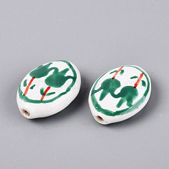 Perles de porcelaine peintes à la main en forme de tulipe&nbsp;PORC-Q006-11B