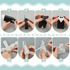 120 stücke 6 arten hochzeit kleid anzug geformt papier süßigkeiten verpackung boxen mit band&nbsp;CON-WR0001-16
