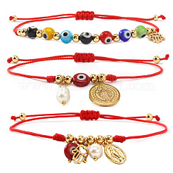3 Armband mit Anhänger der Jungfrau Maria aus Messing und Edelstahl 304&nbsp;BA3044-1