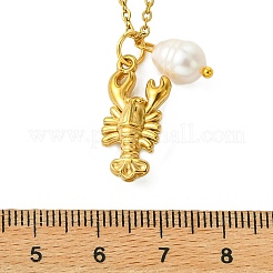 Halskette mit Anhänger aus Edelstahl 304 und Naturperle mit Meeresmotiv für Damen&nbsp;NJEW-JN06217-01