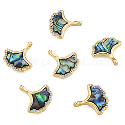 Synthetische Abalone-Muschel-/Paua-Muschel-Anhänger mit echten 18 Karat vergoldeten Messingzubehör&nbsp;KK-N233-428