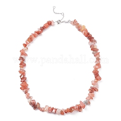 Collier de perles d'agate rouge naturelle, bijoux en pierres précieuses pour femmes, platine, 16.14 pouce (41 cm)