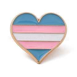 Pines de esmalte con tema arcoíris del orgullo transgénero, Broches de aleación de oro claro para ropa de mochila., corazón, 23x25x1.5mm