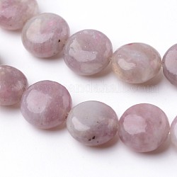 Gefärbt flache runde natürliche rosa Turmalin Perlen Stränge, 8~8.5x4~4.5 mm, Bohrung: 0.8 mm, ca. 50 Stk. / Strang, 15.7 Zoll