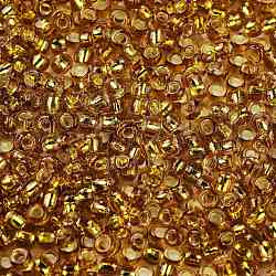 Toho perles de rocaille rondes, Perles de rocaille japonais, (2156s) ambre miel doublé d'argent, 11/0, 2.2mm, Trou: 0.8mm, environ 1110 pcs/10 g