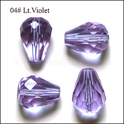 Abalorios de cristal austriaco de imitación, aaa grado, facetados, gota, lila, 10x12mm, agujero: 0.9~1.5 mm