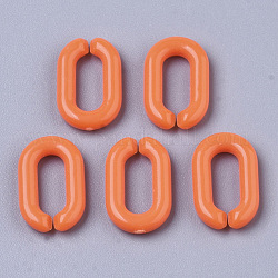Anneaux de liaison acryliques opaques, connecteurs à liaison rapide, pour la fabrication de chaînes de câble de bijoux, ovale, orange, 15x9x3mm, diamètre intérieur: 3.5x9 mm, environ 2170 pcs/500 g