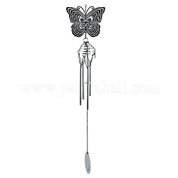 Butterfly Stainless Steel Wind Spinners, with Metal Tube, for Outside Yard and Garden Decoration, Stainless Steel Color, 570mm