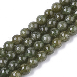 Естественный зеленый гранат бисер нитей, андрадитовые бусины, круглые, 7 мм, отверстие : 1 мм, около 59~60 шт / нитка, 15.94 дюйм (40.5 см)