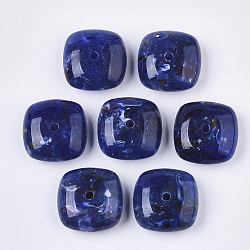 Perles acryliques, style de pierres fines imitation, carrée, bleu moyen, 31~31.5x31~31.5x14~14.5mm, Trou: 3.5~4mm, environ 46 pcs/500 g
