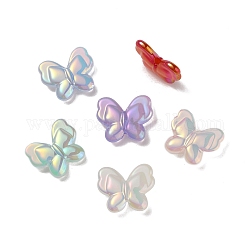 UV Plating Rainbow Iridescent Imitation Jelly Acrylic Beads, Butterfly, Mixed Color, 19x22.5x6mm, Hole: 2.5mm