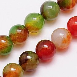 Natural Peacock Agate Beads Strands, Dyed, Round, Mixed Color, 8mm, Hole: 1mm