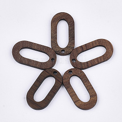 Colgantes de madera de nogal, oval, saddle brown, 28x15x2.5~3mm, agujero: 2 mm