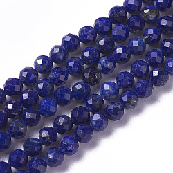 Natural Lapis Lazuli Beads Strands, Faceted, Round, 2~3x2~2.5mm, Hole: 0.2mm, about 181~210pcs/strand, 15.9~16.3 inch(40.4~41.5cm)