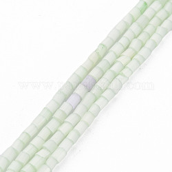 Fili di perline in stile vetro macchiato di seta, tubo, verde chiaro, 1.5~5x2mm, Foro: 0.8 mm, circa 185~187pcs/filo, 15.55 pollice ~ 15.75 pollici (39.5~40 cm)