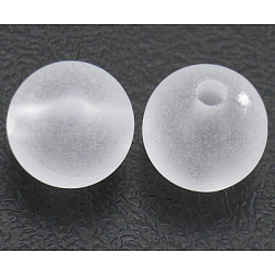 Perle trasparenti acrilici rotondi, smerigliato, bianco, circa12 mm di diametro, Foro: 2 mm