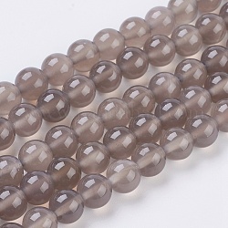 Natural Agate Beads Strands, Round, Light Grey, 8mm, Hole: 1mm