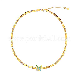 Ожерелье-подвеска-бабочка из нержавеющей стали с кубинскими цепочками, золотые, 15.75 дюйм (40 см)