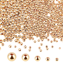 Perline distanziali rotonde in ottone di 695 pz 5 dimensioni,  piombo & cadmio & nichel libero, vero placcato oro 18k, 2.5mm, Foro: 0.5 mm
