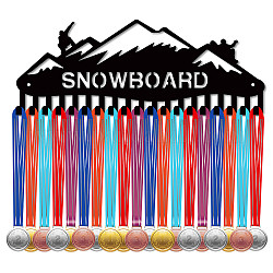Telaio porta medaglie in ferro, espositore per medaglie appendiabiti, 20 ganci, con viti, snowboard, gli sport, 150x400mm, Foro: 5 mm
