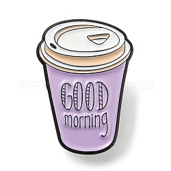Чашка горячего напитка с эмалированными булавками со словом «доброе утро», Значок из черного сплава для женщин и мужчин, слива, 26.3x18.7x1.5 мм