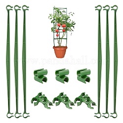 Juegos de herramientas de jardinería, Incluye clips de hebillas de plástico de ratán de flores universales y estaca y conector de soporte de jardín, hebilla de ratán de flores, verde, 33x15.5x15mm, diámetro interior: 11 mm