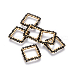 Miyuki & toho perline giapponesi fatte a mano, con 304 anelli di collegamento in acciaio inossidabile, modello telaio, quadrato, oro, nero, 15x15x1.8~2mm