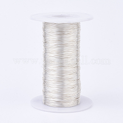 Eco-Friendly Round Copper Wire, Copper Beading Wire for Jewelry Making, Long-Lasting Plated, Silver, 26 Gauge, 0.4mm, about 1706.03 Feet(520m)/500g