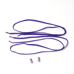 Lacets en fil élastique haute élasthanne, avec boucles en aluminium, plat, violet, 18~1020x6~8x1.5~8mm, 4 pièces / kit