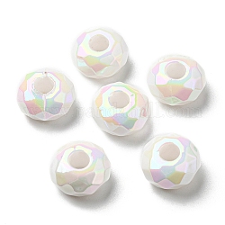 Perline acrilico opaco, rondelle, perline con foro grande, bianco, 14x8mm, Foro: 4.7 mm