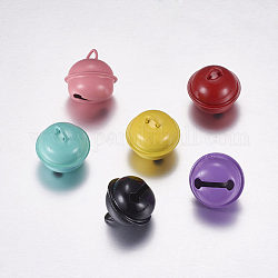 Pendentifs de cloche en fer, ronde, couleur mixte, 24x22mm, Trou: 3.5x5mm
