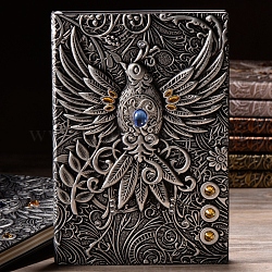 3D-Notizbuch aus geprägtem PU-Leder, A5-Tagebuch mit Phönixmuster, für Schulbürobedarf, Antik Silber Farbe, 215x145 mm
