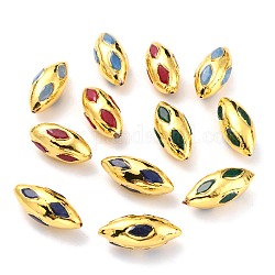Perle di quarzo naturale, con i risultati in ottone dorato, tinto, ovale, colore misto, 27~31x12~13x12~13mm, Foro: 1 mm