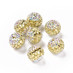 Perline strass polimero argilla, perline palla di disco, tondo, quarzo d'oro, 16~17mm, Foro: 1.8 mm
