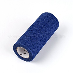 Bordure en dentelle de polyester, large ruban de dentelle à motif floral, bleu foncé, 5-7/8 pouce (150 mm), 10 yards / bobine 