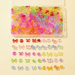 150G 10 Style Transparent Acrylic Beads, Butterfly & Horse & Elephant & Bear, Mixed Color, 8~17x8.5~17x3.5~10mm, Hole: 1.8~3.5mm, about 15g/style