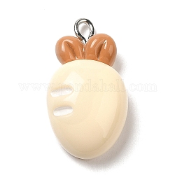 Opaque Resin Pendants, with Platinum Plated Iron Loops, Cornsilk, Carrot, 27x15x9mm, Hole: 2.5mm