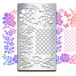 MAYJOYDIY Flower Grid Journal Stencil Metal Stencils Flower Butterfly Stainless Steel Painting Stencils 10×17.7cm Journals Planner Accessories/Supplies Notebook Cards Decor