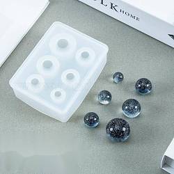 Moules en silicone, moules de résine, pour la résine UV, fabrication de bijoux en résine époxy, ronde, blanc, 9.3x6.5x2.8 cm, Diamètre intérieur: 0.9~2.5 cm