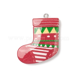 Подвески из непрозрачной смолы на рождественскую тематику, рождественские прелести, с платиновыми тоновыми железными петлями, рождественские носки, 35x27.5x5.5 мм, отверстие : 1.8 мм