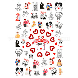 Valentine's day Themed Nail Art Stickers Decals, Self Adhesive, for Nail Tips Decorations, Human Pattern, 96x64mm